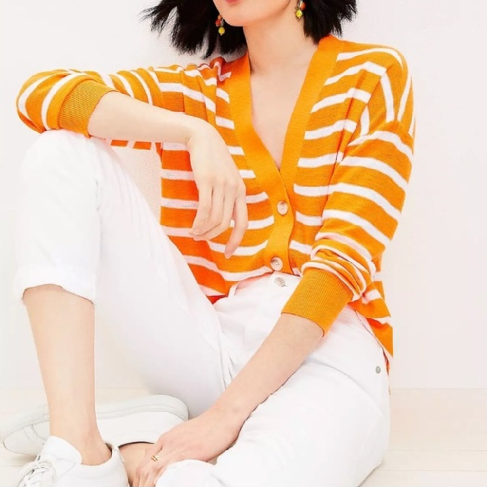 LOFT Summer Stripe Cardigan Sweater